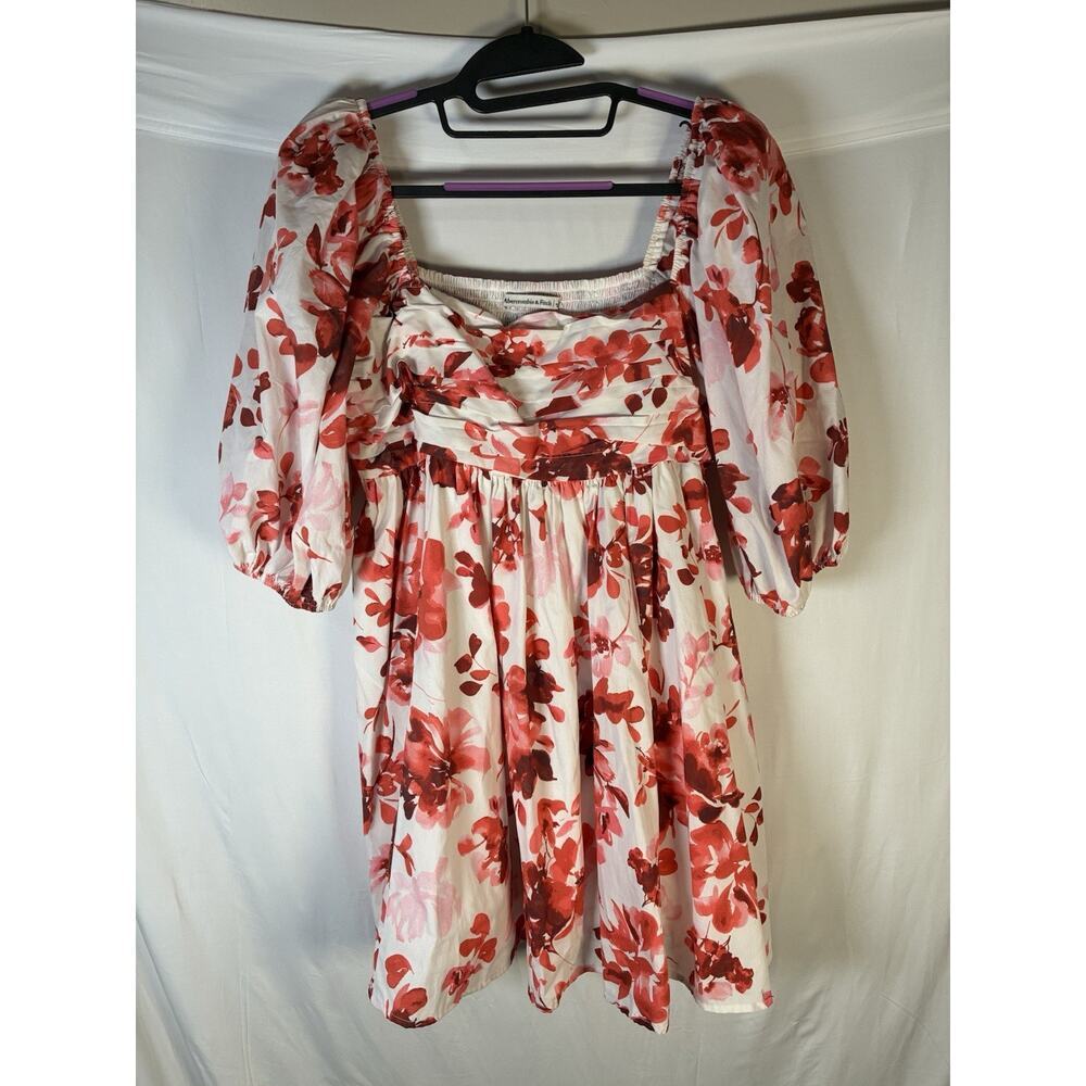 Abercrombie & Fitch Floral Puff Sleeve Babydoll Dress Cottagecore L Pockets